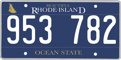 RI license plate 953782