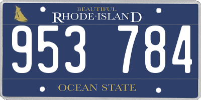 RI license plate 953784