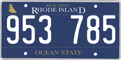 RI license plate 953785
