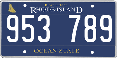 RI license plate 953789