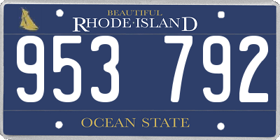 RI license plate 953792