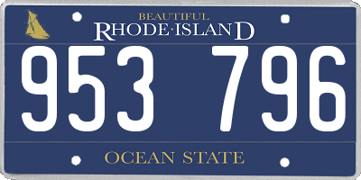 RI license plate 953796