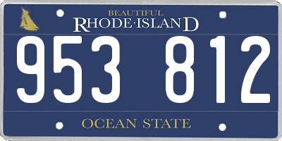 RI license plate 953812