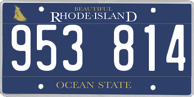 RI license plate 953814