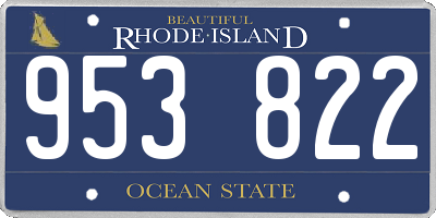 RI license plate 953822