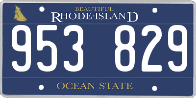 RI license plate 953829