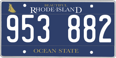 RI license plate 953882