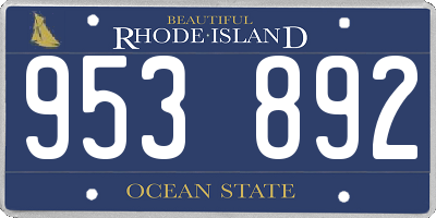 RI license plate 953892