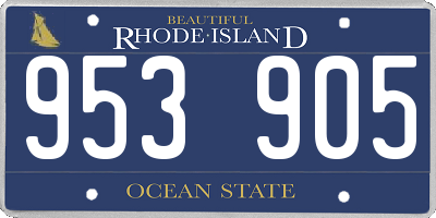 RI license plate 953905