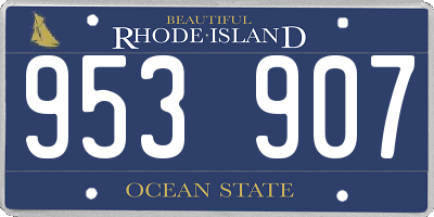 RI license plate 953907