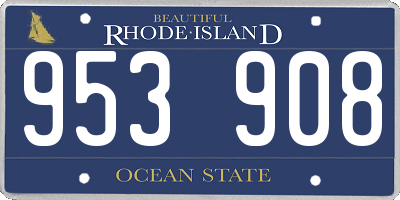 RI license plate 953908
