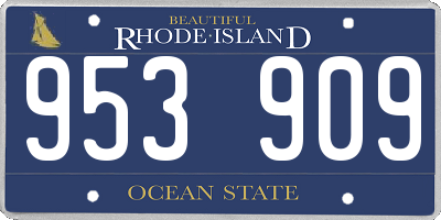 RI license plate 953909