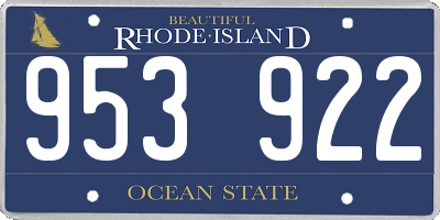 RI license plate 953922