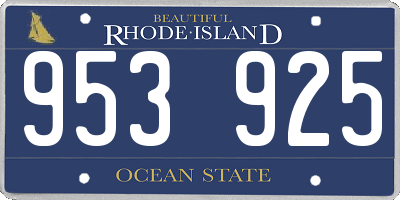 RI license plate 953925