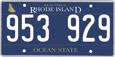 RI license plate 953929