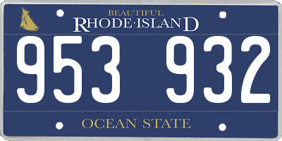 RI license plate 953932