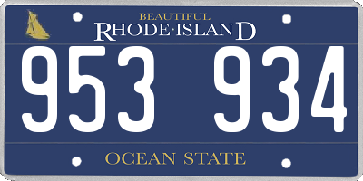 RI license plate 953934