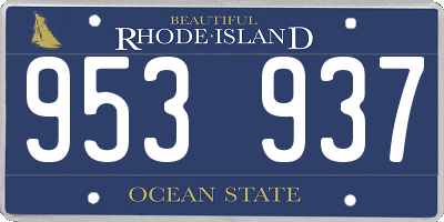 RI license plate 953937