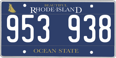 RI license plate 953938