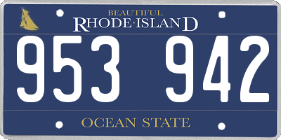 RI license plate 953942