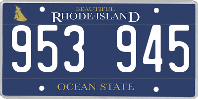 RI license plate 953945