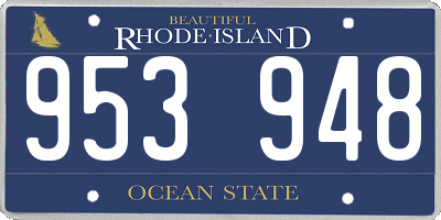 RI license plate 953948