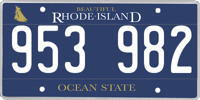 RI license plate 953982