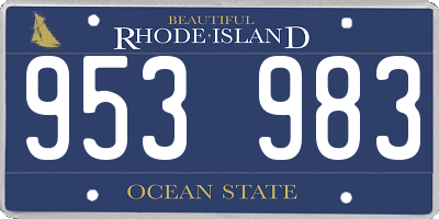RI license plate 953983