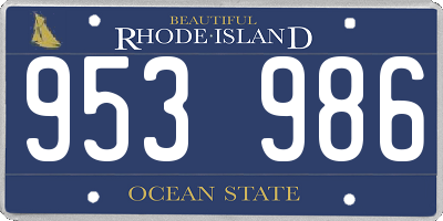 RI license plate 953986