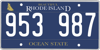 RI license plate 953987