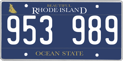 RI license plate 953989