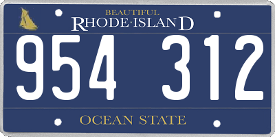 RI license plate 954312