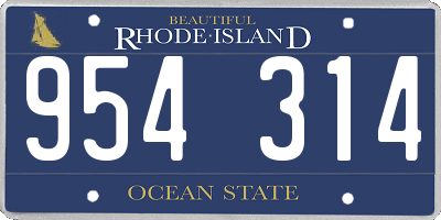 RI license plate 954314