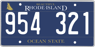RI license plate 954321