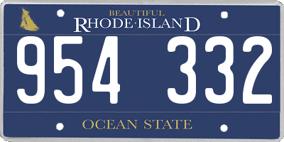 RI license plate 954332