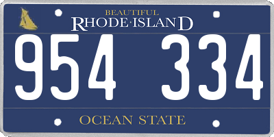 RI license plate 954334