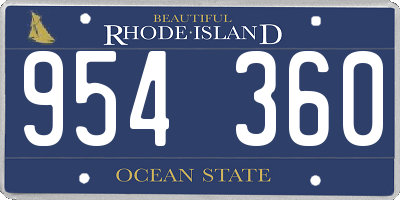 RI license plate 954360