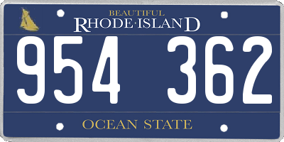 RI license plate 954362