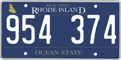 RI license plate 954374