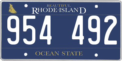 RI license plate 954492