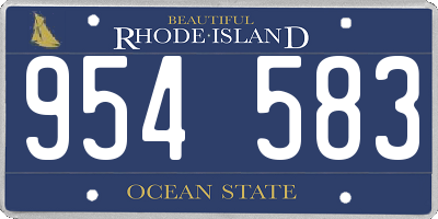 RI license plate 954583