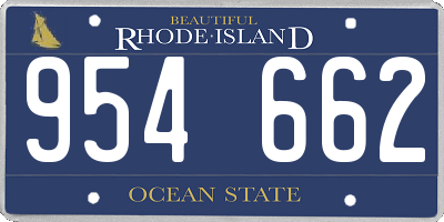 RI license plate 954662