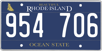 RI license plate 954706