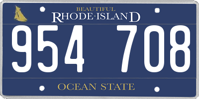 RI license plate 954708