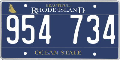 RI license plate 954734