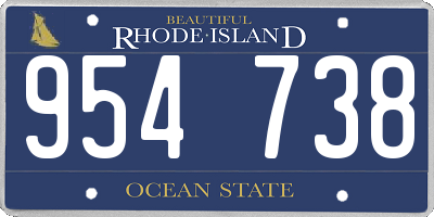 RI license plate 954738