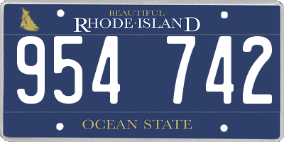 RI license plate 954742