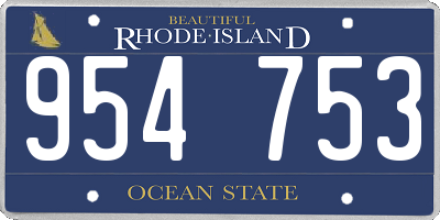 RI license plate 954753