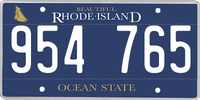 RI license plate 954765