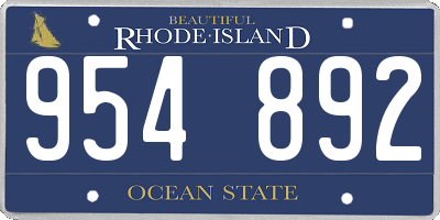 RI license plate 954892